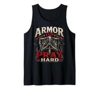 Armor Up Pray Hard Christian Warrior Knight Faith Camiseta sin Mangas