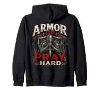 Armor Up Pray Hard Christian Warrior Knight Faith Sudadera con Capucha
