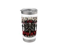 Armor Up Pray Hard Christian Warrior Knight Faith Vaso térmico de acero inoxidable de doble pared