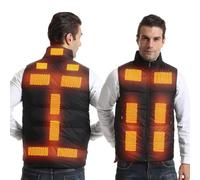 Armorget Chaleco Calefactable, Temperatura de 3 Niveles con 15 Zonas de Calefacción, Chaleco Calefactable de Plumón, Carga USB, Chaqueta Térmica Lavable para Uso Exterior 2XL Negro(Batería Excluida)