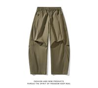 (army green, 2XL) Men's Clothing 270g cotton fabric 2025 banana pants casual pants functional machete workwear polyester loose straight