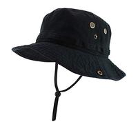 Armycrew Sombrero de Pescador Grande de Gran tamaño con Cuerda de Barbilla Que se Adapta hasta XXXL, Negro, XL/XXL