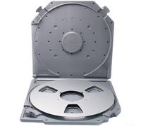 ARMYJY Caja de almacenamiento de carrete de cinta vacía de metal de 10 pulgadas con bandeja para organización de estudio, contenedor apilable plateado o negro, 29 cm (A)