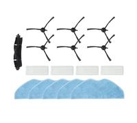 ARMYJY Juego de cepillos laterales de repuesto, paños de fregona y cepillo de rodillo principal para robot aspirador Tefal X-Plorer Series 75 S+, paquete de 4 cepillos laterales + 5 paños lavables +
