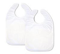 ARNAIN Pack de 2 baberos adultos en color blanco. Babero adulto impermeable son grandes e ideales para adultos y personas mayores con dificultades a la hora de comer o beber(Pack 2 Blanco)