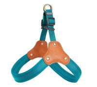 Arnés acolchado de cuero de nailon para perro, arnés duradero para perros medianos y grandes, bulldog francés, labrador, entrenamiento para caminar (azul, S)