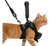 Arnés ajustable para gatos - Chaleco ligero antifugas para gatos pequeños, chaleco de doble soporte para cámara para aventuras y arnés transpirable, correas reflectantes
