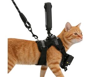 Arnés ajustable para gatos - Chaleco ligero antifugas para gatos pequeños, chaleco de doble soporte para cámara para aventuras y arnés transpirable, correas reflectantes