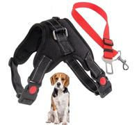 Arnés Ajustable para Perro Mediano con Correa de Seguridad para el Coche. Arnes Antitirones, Reforzado. Seguro y Cómodo. Ideales para tu Mascota. (Medium-R)