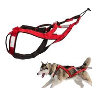 Arnés ajustable para perros con tiras reflectantes, trineo para mascotas, ciclismo, esquí, correr, canicross, scooter, para perros de tamaño promedio de aproximadamente 45 a 50 libras (rojo, L)