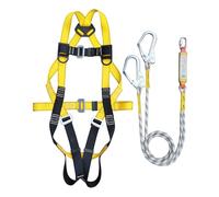 Arnés anticaída de seguridad - Kit de protección corporal completo, hebillas ajustables | Arnés para techo de construcción profesional para hombre con cordón conector resistente y ajustable para