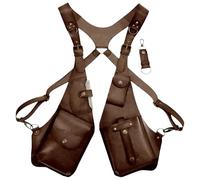 Arnés antirrobo para Hombre de Cuero,Arnés antirrobo de Cuero,de Hombro Doble Cosplay Medieval - Cartera de Bolso de Hombro para Axilas, Paquete Oculto de PU Ajustable, Bolso de Doble par