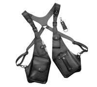 Arnés antirrobo para hombre de piel, arnés antirrobo de piel | Cartera con arnés ajustable retro medieval,Bolsa con funda ajustable para exteriores, bolsillo para cartera con entre, Negro ,