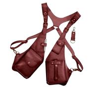 Arnés antirrobo para hombre de piel, arnés antirrobo de piel | Funda doble bandolera Cosplay medieval, cartera con correa debajo de las axilas, paquete oculto ajustable de piel