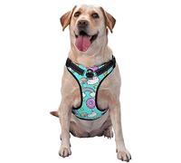 Arnés antitirones para perros, correa frontal antiestrangulación, diseño de unicornios, donas y arcoíris de los años 80 y 90, ajustable, suave y acolchado, con asa de fácil control para perros pequeño