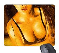 Arnés Big pecho negro Bikini Sexy chica pintura al óleo Rectángulo antideslizante de goma Mousepad ratón juego almohadilla de regalo