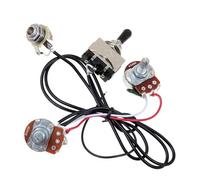 Arnés Cableado Guitarra Eléctrica Arnés de guitarra precableado con doble pastilla potenciómetro de 500 K interruptor de palanca de tres vías color plateado