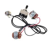 Arnés Cableado Guitarra Profesional Arnés de cableado para guitarra precableado pastilla doble potenciómetro de 500 K interruptor de palanca de tres vías plateado