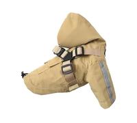 Arnés con capucha para perro pequeño, chaqueta impermeable para mascotas, poncho reflectante ajustable para cachorros, perros pequeños, M (beige)