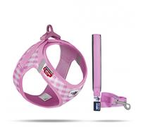 Arnés con correa Clasp Air-Mesh rosa para perros - Curli - Tamaño: M | Color: Rosa claro
