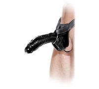 Arnés con dildo hueco marrón
