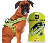 Arnés con opción de Correa para Perro ACARAPETS - Arnés con 3 Anillas, Acolchado y Transpirable. Correa Bífida Elástica, Reflectante, Ajustable, para Caminar y Correr. (Amarillo Flúor, M)