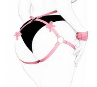 Arnés corporal punk para mujer - Lencería para piernas - Ligas - Jaula - Ola - Accesorio de carnaval -4 colores (Rosa)