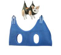 Arnés de aseo para perros y gatos con 2 ganchos en S, correa de fijación de malla para perros pequeños y medianos gatos, cuidado de las garras, cuidado de las orejas, soporte ajustable (azul L)