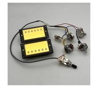 Arnés de cableado de piezas de guitarra Pastillas De Guitarra Humbucker Gold Mejoradas 4c Con Arnés De Cableado 2V1T/2V2T GOLD(Black,2V1T)