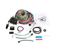 Arnés de cables universal de 21 circuitos para modificación de vehículos, compatible con GM, Ford y Mopar, cambios de motor, luces, cerraduras de puertas, indicadores y elevalunas eléctricos.