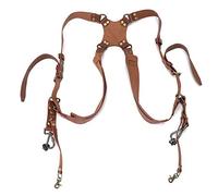 Arnés de cuero correa de cámara de hombro doble para las cámaras DSLR Correa ajustable para la mayoría de las personas Accesorios de fotografía livianos de color negro liviano (Hombros-casco)