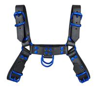 Arnés de cuero para hombre - negro/azul - FetishGear™ by MEO® - Tamaño - grande