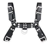 Arnés de cuero para hombre - negro/blanco - FetishGear™ by MEO® - Tamaño - pequeño