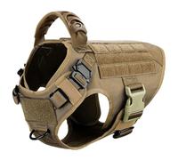 Arnés De Entrenamiento para Acampar De Perros Tácticos Militares con Manejo De Control De Nylon Ajustable para Pastores Alemanes Bulldogs Franceses,Caqui,L