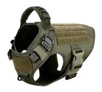 Arnés De Entrenamiento para Acampar De Perros Tácticos Militares con Manejo De Control De Nylon Ajustable para Pastores Alemanes Bulldogs Franceses,Verde del Ejército,L