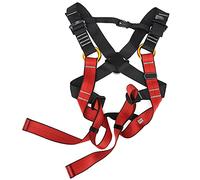 Arnés de Escalada para Niños, Cinturón de Seguridad de Cuerpo Completo para Actividades Al Aire, Ajustable, de Poliéster, Color Negro y Rojo, de 3 a 14 Años (Trompeta negra y roja (3-10