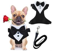 Arnés de Esmoquin con Correa para Perros, Chaleco Formal con Pajarita Ceremonial para Perros, Disfraz Elegante con Pajarita para Bodas, Fiestas de Navidad, compromisos y cumpleaños