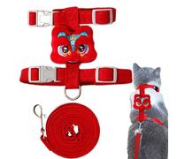 Arnés de gato de viaje, correas de cachorro anti-escape con decoración de león de baile, dureza ajustable para gatos, ropa exterior para mascotas, suministros para gatos, perros y mascotas