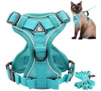 Arnés de Gato y Correa con Tiras Reflectantes a Prueba de Escape Ajustable Transpirable para Perros Suaves con cornés con Correa para Caminar al Aire Libre.