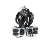 Arnés De Interruptor De Control De Manillar Apto para Harley-Davidson Sportster Dyna Softail Bocina Y Señal De Giro Interruptor Motocicleta Luz Manillar(Silver)