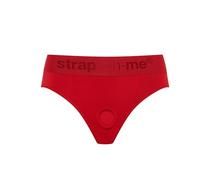 Arnés de lencería sexy con encaje y microfibra - diseño segunda piel ajustable - compatible dildos con ventosa - juegos íntimos y en pareja - Strap-On-Me (Rojo, S)