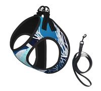 Arnés de malla transpirable ajustable con estampado de ballena animal azul profundo para perros pequeños y medianos, S-L
