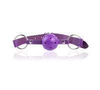 Arnés de mordaza de cuero sintético para parejas,correa de bondage con boca abierta,mordaza BDSM,juguete para cosplay,ajustable y transpirable,morado,talla única