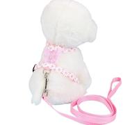 Arnés de nailon para mascotas, decoración de flores de mariposa, perro en forma de I, correa para el pecho al aire libre, correa de seguimiento, hebilla de seguridad duradera (rosa M mascota 2,5_5 kg)