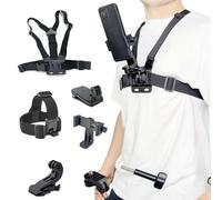 Arnés de Pecho Soporte de Pecho y Soporte Movil Pecho, Montura para Cabeza, Accesorios Camara Deportiva Compatible con GoPRO dji Insta360, Compatible con Apple Phone Smartphone Pixel