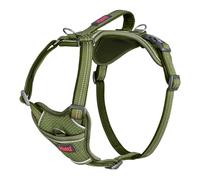 Arnés de perro HALTI Anatomy con asa - Proporciona libertad de movimiento a tu perro para que pasee cómodamente. 3 puntos de enganche y acolchado de neopreno, ajustable y reflectante (Talla XS, Verde)