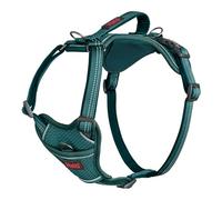 Arnés de perro HALTI Anatomy con asa - Proporciona libertad de movimiento a tu perro para que pasee cómodamente. 3 puntos de enganche y acolchado de neopreno y ajustable (Talla S, Verde Azulado)