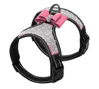 Arnés De Perro Reflectante Al Aire Libre Glitter Glitter Strap Bowknot Accesorios Nylon Bulldog Atentable Pug Harness para Perros Pequeños Y Medianos,B,S