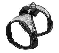 Arnés De Perro Reflectante Al Aire Libre Glitter Glitter Strap Bowknot Accesorios Nylon Bulldog Atentable Pug Harness para Perros Pequeños Y Medianos,Negro,S