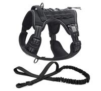 Arnés De Perro Táctico De Perros Táctico Reflexivo Acolchado Ajustable Al Aire Libre Nylon Nylon Trabajo De Entrenamiento De Perros Y Correa para Perros Medianos A Grandes,Black,L